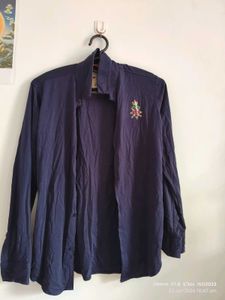 Royal Bhutan Navy Blue Embroidered Shirt