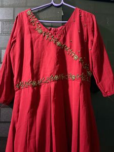 Maroon  Embroidered Gown