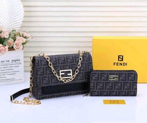Latest Fendi FF Motif Wallet On Chain Baguette Bag