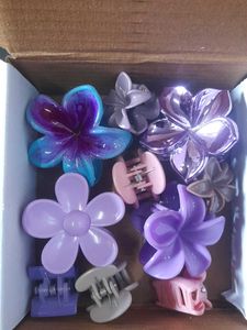 10 Cute Flower Hair Claw Clips Set
