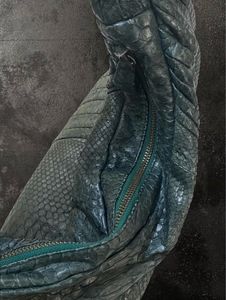 Rare Python Skin Leather Hobo Bag