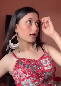 Red Navratri blause with shells detailing