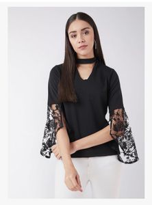 Chic Black Lace Sleeve Top