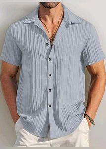 Men's Light Blue Textured Shirt