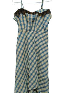 yellow  plaid midi dress