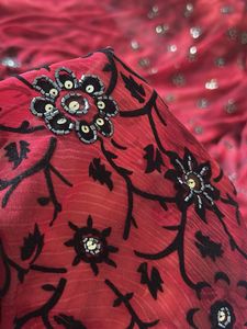 Embellished Red Saree(FIXED) buy1get1