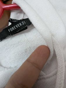 White Cropped Hoodie (a light stain is there)