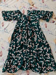Green Floral Maxi Dress for girls
