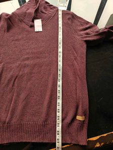 Men's Maroon Shawl Neck Sweater
