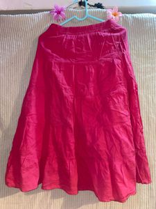 Vibrant Pink Tiered Midi Skirt