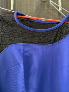 black and blue contrast dress
