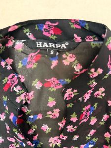 Sheer Floral Button-Up Blouse