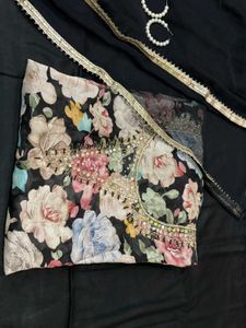 UNSTITCHED BLACK PAKISTANI SUIT