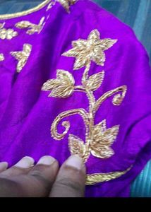 customized Stunning Purple Embroidered Ethnic Gown