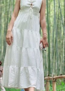 White Tiered Midi Dress