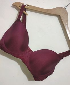 Wine Color Light Padded Bra Panty Set For 34 Bust