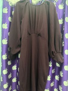 Stylish Burgundy Puff Sleeve Dress