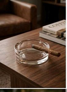 Vintage Glass Ashtray with Cigar