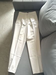 Cream High-Waisted Tailored Pants