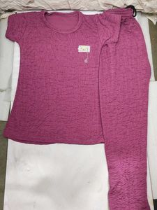 Cozy Textured Pink Nightsuit Set