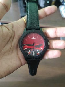 Men's Black Leather Strap Watch