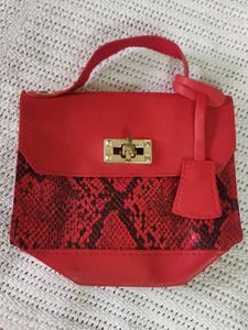Chic Red Snake Print Mini Bag