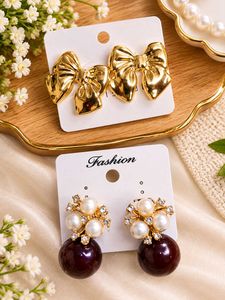Chic Gold Geometric &amp; Cherry Drop Earrings