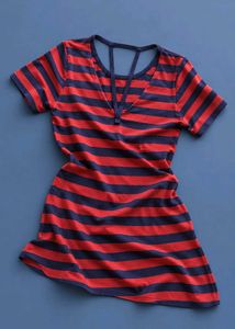 RED AND NAVY STRIPED MINI DRESS