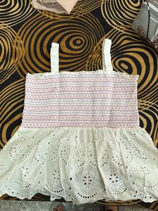Smocked Eyelet Crop Top
