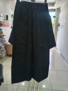Elegant Black Kurta with Floral Embroidery Cordset