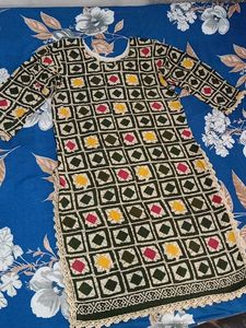 Dark Green Printed Palazzos