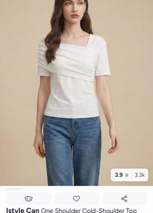 one shoulder white top