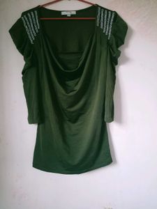 Olive Green Embellished Top