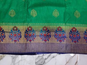 Elegant Green &amp; Blue Saree