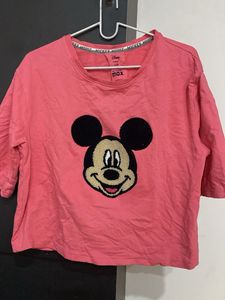 Mickey Mouse Plush Applique T-Shirt