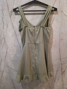Cute Olive Green Ruffle Dress (size-M)
