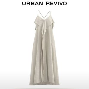 Elegant Beige Ruffled Maxi Dress