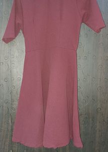 Wine Red Flared Dress