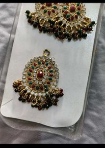 Traditional Indian Earrings with Maang Tikka