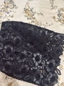 Black Lace Floral Pencil Skirt