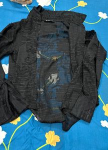 Stylish Black Textured Open Front Top