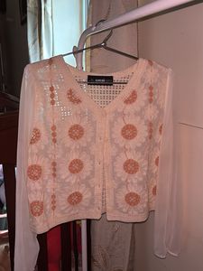 Shein Daisy Embroidered Cardigan
