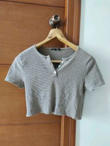 Zudio Striped Cropped Top