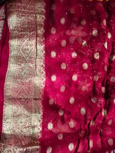Elegant Red Saree with Gold Embellishments