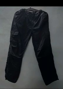Khaki And Black Parachute Cargo Pants