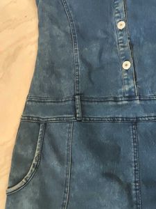 Denim Button-Up Short dress with pockets