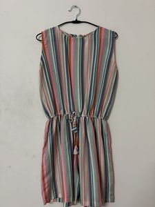 Striped Sleeveless Jump Suit