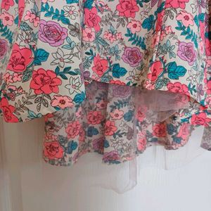 Girls High Low Floral Party Dress With Tulle