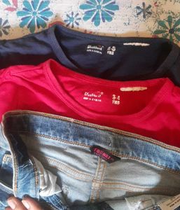 Girls' 2 Tops &amp; Jeans Set