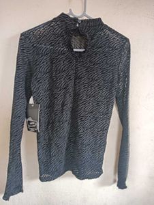 Chic Zebra Print Mock Neck Top